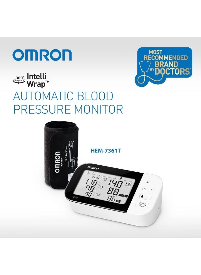 Omron HEM 7361T Bluetooth Blood Pressure Monitor with Cuff Wrapping Guide, Hypertension Indicator, Japanese Technology, Intellisense Technology, and Most Recommended Brand by Doctors for Accurate Measurement - Image 1